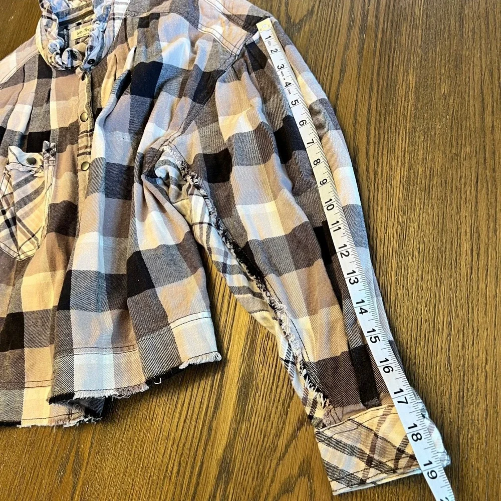 Free People We The Free Snap Button Down Cotton Flannel Boho Grunge Edgy S